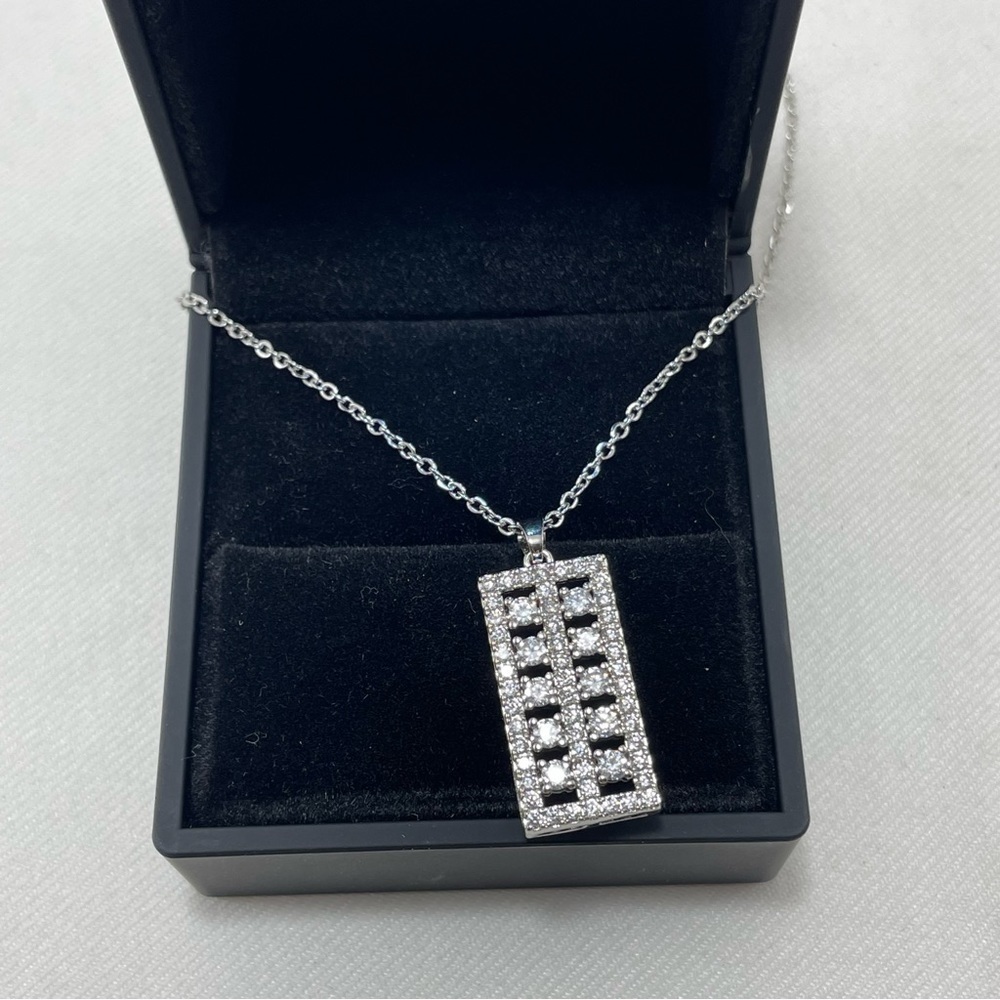 Rectangular Abacus Pendant Silver Necklace Chain … - image 2